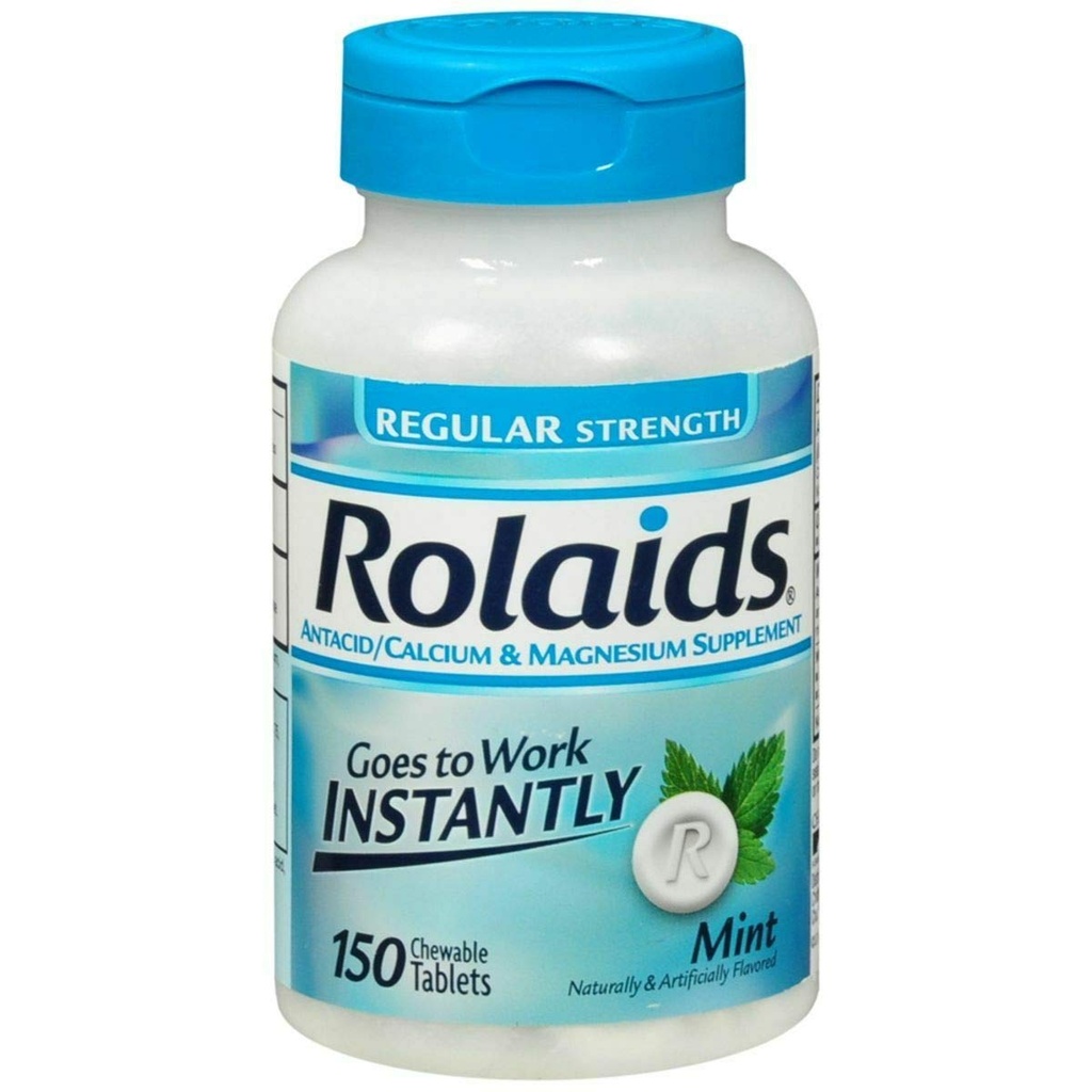 Rolaids - 20284 Antacid, Düzenli Güçlü Tabletler, Mint, 150 Kont