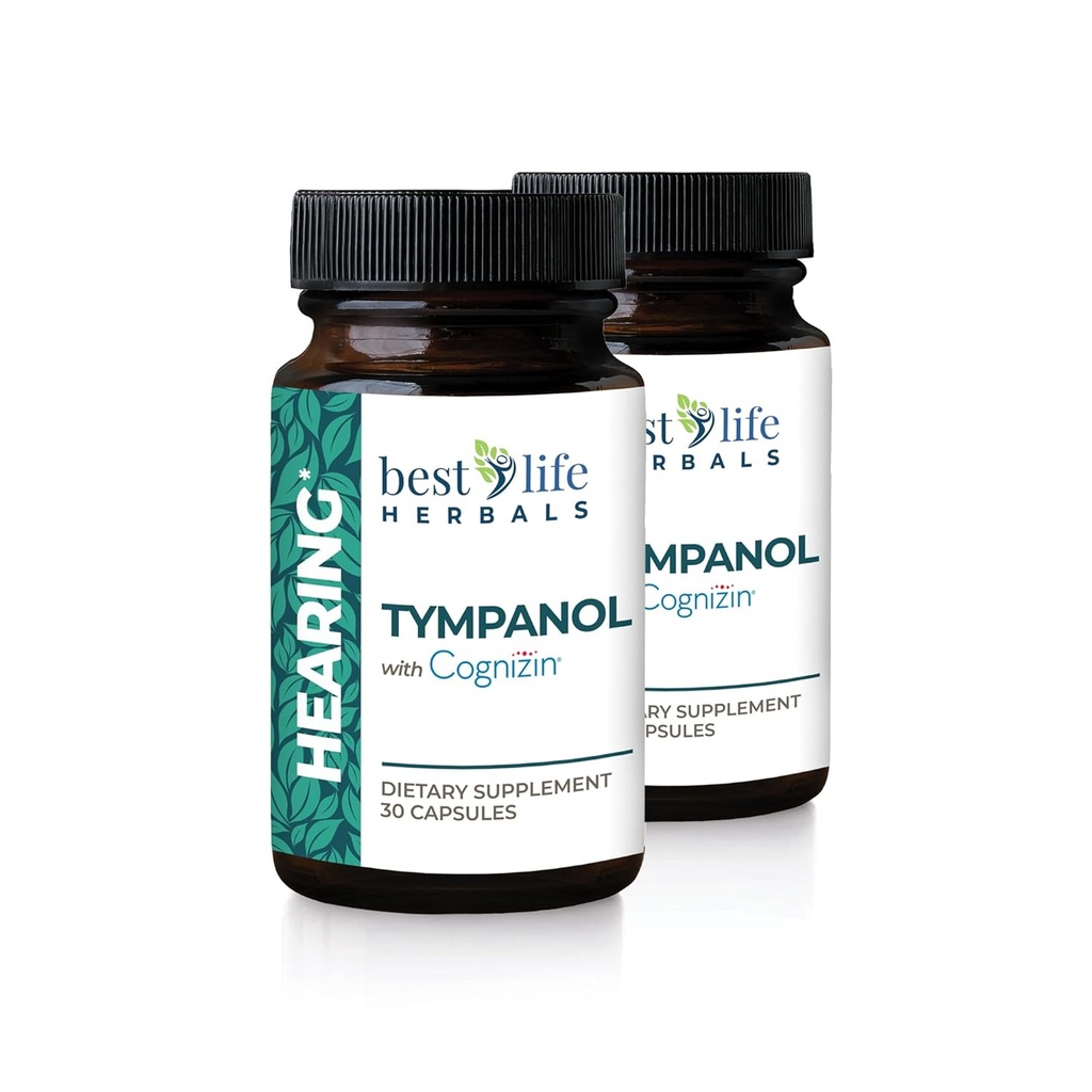 Best Life Herbals Tympanol - συμπλήρωμα ακοής με Cognizin - Ισχυρή υποστήριξη για την υγεία του αυτιού - 2 μπουκάλια - 60 κάψουλες