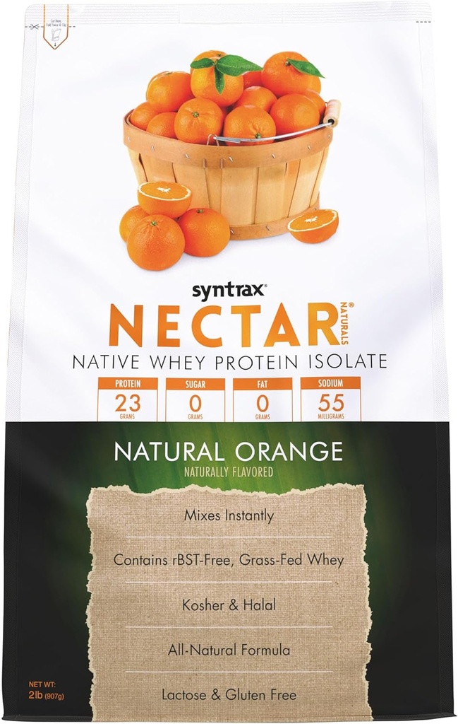 Syntrax Nectar Naturals, Όλα τα φυσικά Whey Protein Isolate, Smooth & Juicy, φυσικό πορτοκάλι, 2 lbs.