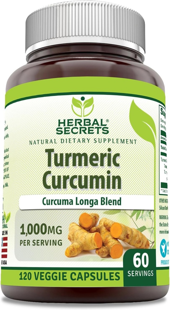 Herbal Sırları Turmeric Curcumin Supplement | 1000 Mg Per | 120 Veggie Capsules | Turmeric Toz & Turmeric Extract | Non-GMO | Gluten Free | Made in USA