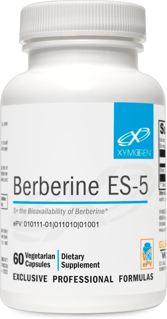 XYMOGEN Berberine ES-5 - Συμπλήρωμα βερβερίνης διυδροβερβερίνης - 5X Η Παραδοσιακή βιοδιαθεσιμότητα - Μεταβολική Υποστήριξη (60 Κάψουλες)
