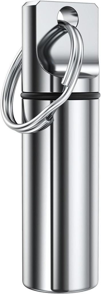 Μικρό κιβωτίων τσέπης Keychain, κράμα αλουμινίου Φορητό Mini Pill Organizer θήκη εμπορευματοκιβωτίων για το πορτοφόλι, Αδιάβροχη Μεταλλικά Χάπια κάτοχος ιατρική φιάλη για υπαίθρια Camping Travel (Ασημί)