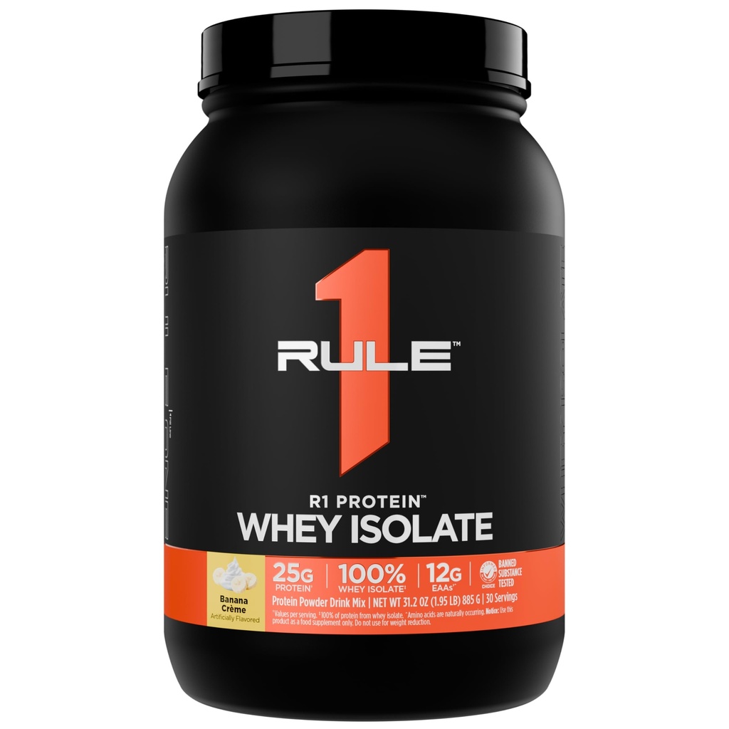 Kural 1 R1 Protein Whey Isolate - 25g protein & 6g BCAA, Workout Recovery (2 Pounds*, Banana Creme) için izolasyonlu ve Hydrolyzed Kaynaklardan Özel olarak