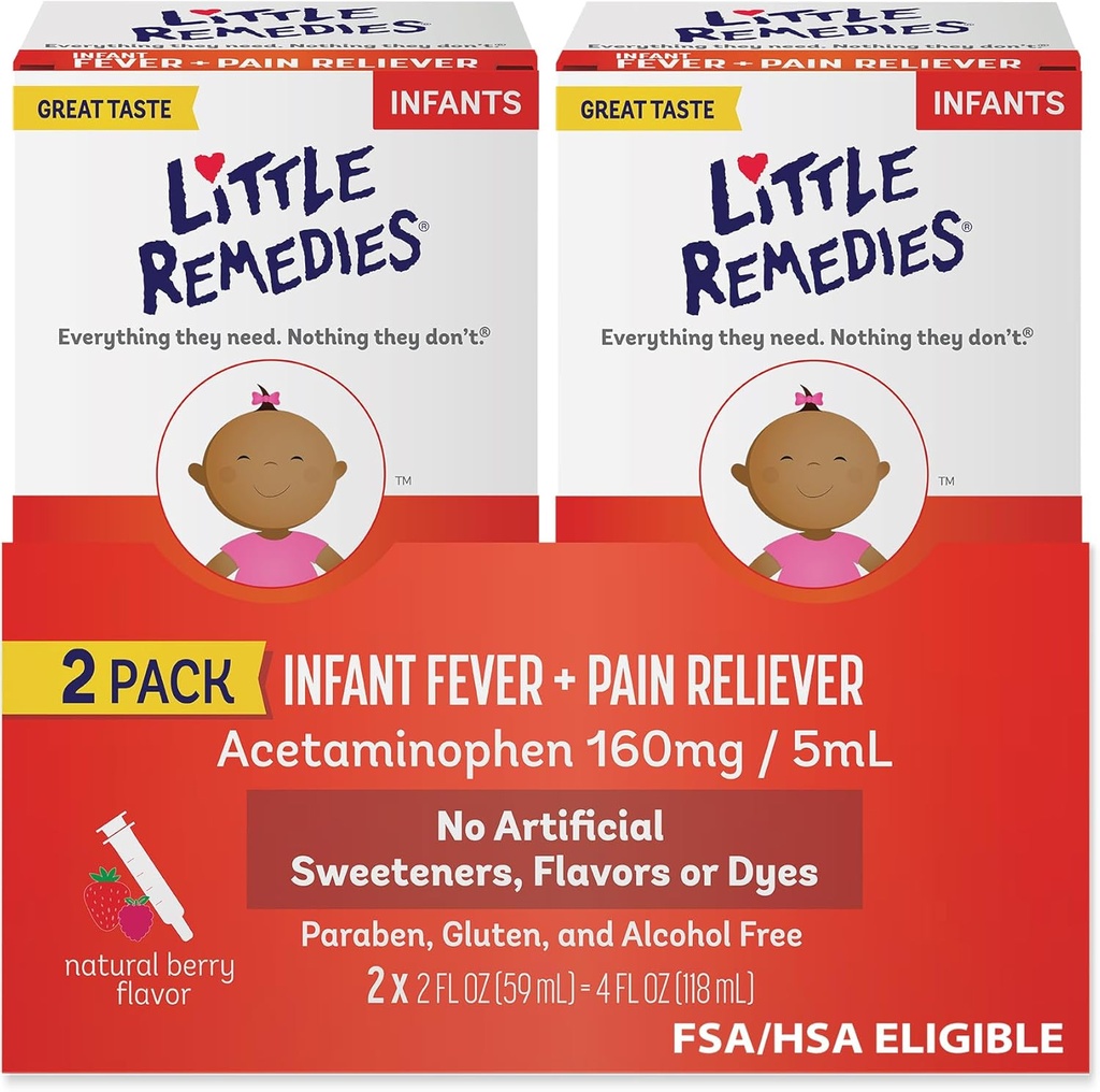 Little Remedies Infant Ateş & Pain Reliever, Natural Berry Flavor, 2 Fl Oz (Pack of 2)