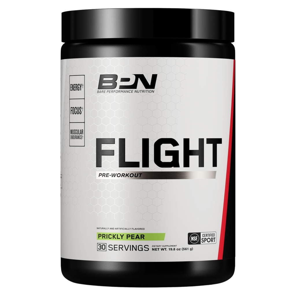 BARE PERFORMANCE NUTRITION BPN Flight Pre Workout, Supports Energy and mental Focus, CarnoSyn® Beta Alanine, Prickly Pear, 30 Hizmet