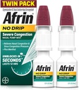 Afrin No Drip Severe Congestion Nasal Mist Twin Pack, Non-Drowsy, Fast-Acting Deconant for Nasal Congestion and Sinus Printing Relief, Yetişkinler and Children 6 and Older, .5 fl oz (Pack of 2)