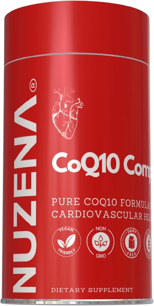 Nuzena Coenzyme Q10 200mg Κάψουλες, Κατασκευασμένες στις ΗΠΑ Βιολογικές Coq 10 Ubiquinone για την Υγεία της Καρδιάς, Καλύτερη Απορρόφηση & Ισχυρά Αντιοξειδωτικά (Pack of 30)