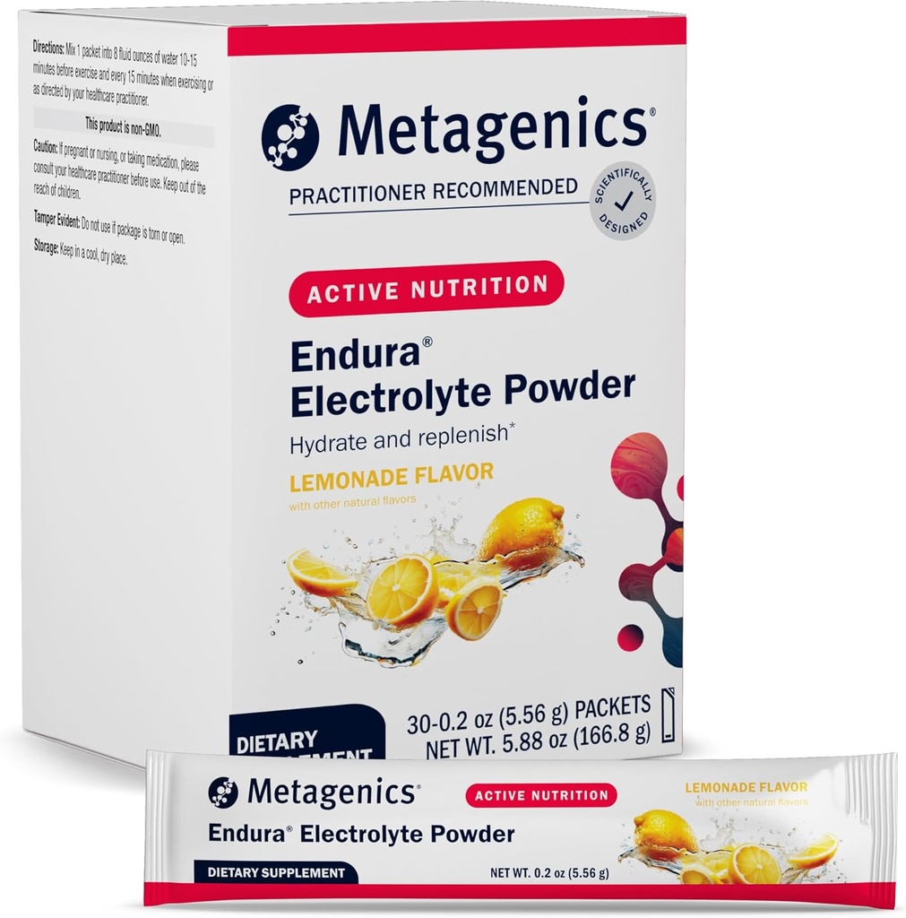 Metagenics Endura - Elektrolyte Balance Toz C & E - Hydration Packets with Sodyum & P properties for Recovery & Performance* - Non-GMO, Gluten-Free - Lemonade Flavor, 30 Packets