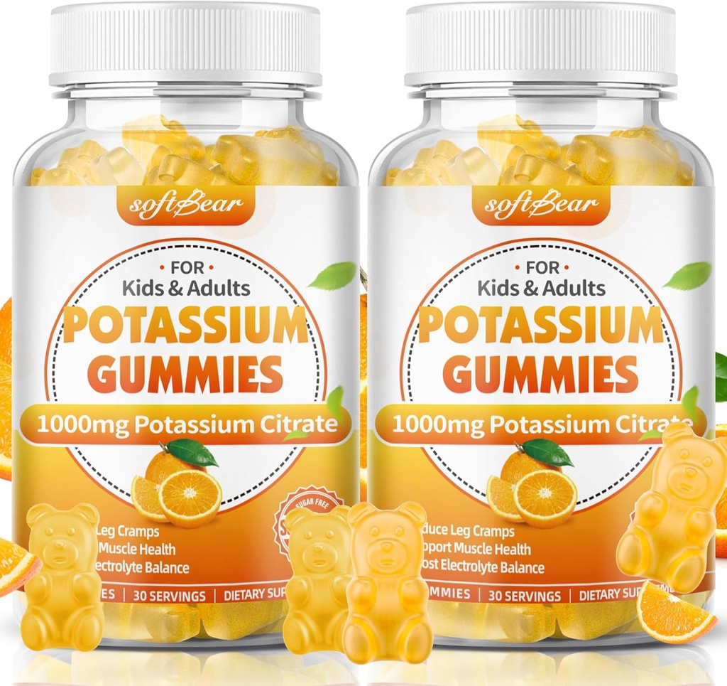 softbear P properties Citrate 1000 mg, Sugar Free P properties Gummies for Yetişkinler Support Leg Cramps & Muscle Health High Potency P properties Supplement Gummies Orange Flavor 120 Count Count Count Count Count Count