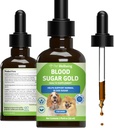 Pet Wellness Blood Sugar Gold Dogs - Holistic Blood Sugar Support, Pancreas & Liver Health, Gymnema, Fenugreek & Devil's Club - NASC sertifikalı ve Vet-Former - 2 oz Liquid