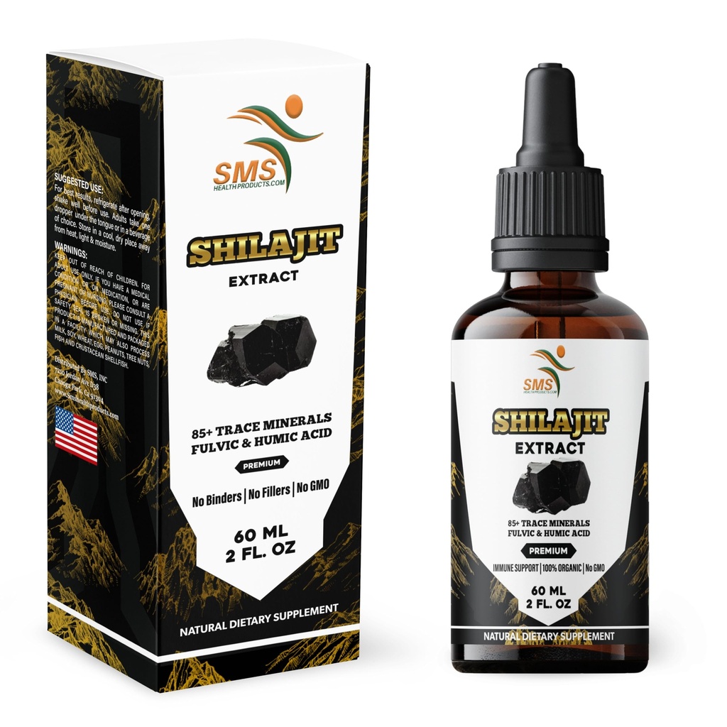 Shilajit Pure Himalayan (4% Fulvic Acid Supplement) (Geçmiş Minerallerde Yüksek, No Fillers, ABD'de Üretilmiş) Drops | Alkol Özgür Tincture | Herbal Supplement | Vegan 2 Fl Oz Oz
