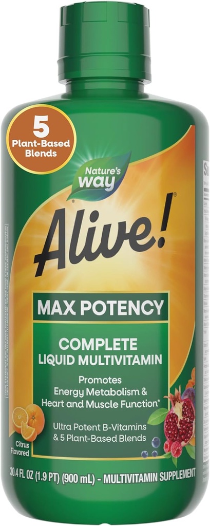 Ο Δρόμος της Φύσης Ζωντανός! Max Potency Complete Liquid Multivitamin for Women and Men with Antioxidant Beta Carotene, Βιταμίνες C & E και Με βάση τα τρόφιμα, Εσπεριδοειδή Γεύση, 30,4 Fl Oz