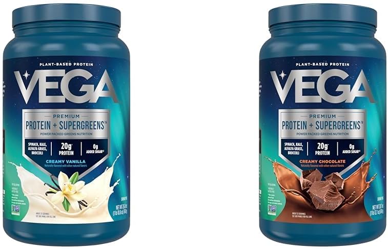Vega Protein ve Yeşiller G, Çikolata + Vanilla (25 Her Şeye Hizmet Ediyor) - Bitki bazlı Protein Toz, Keto-Friendly, Gluten Free, Non Dairy, Vegan, Non Soy, Non GMO, Lactose Free