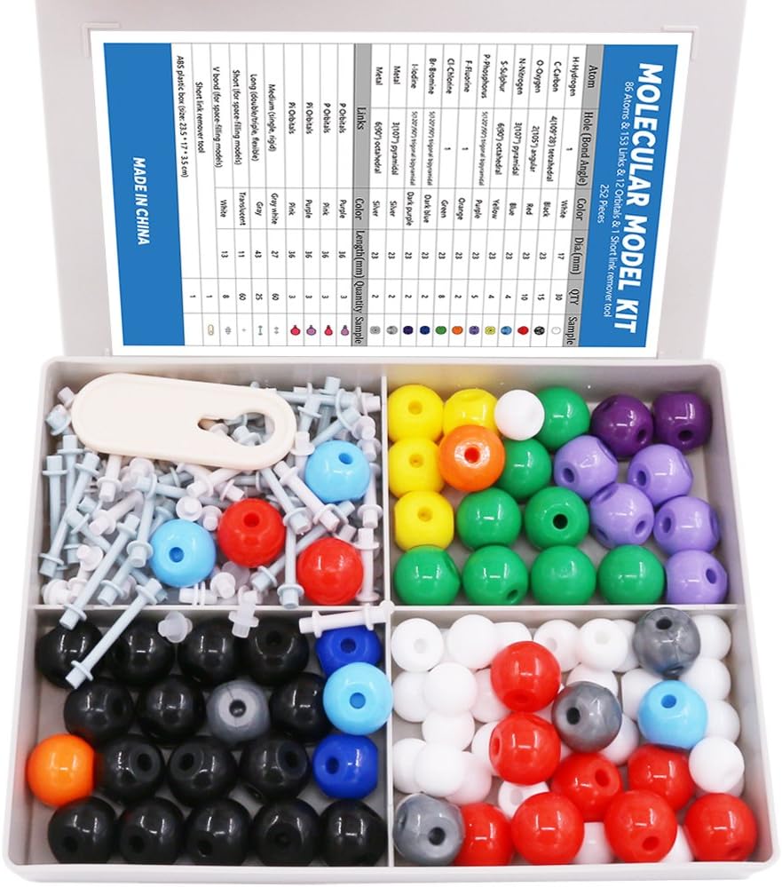 Swpeet 240 Bilgisayar Organik Kimya Moleküler Model Öğrenci ve Öğretmen Kit, Kimya Moleküler Model Öğrenci ve Öğretmen Setleri - 86 Atom ve 153 Bonds & 1 Kısa Linki