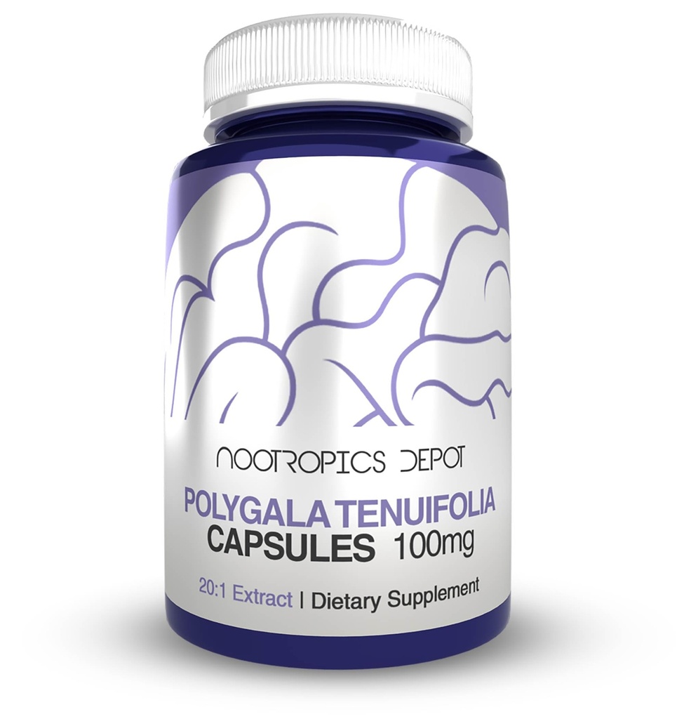 Nootropics Depot Polygala tenuifolia Capsules | 100mg | 90 Count | 20:1 Extract | Yuan Zhi | Promotes Cognitive Function, Learning and Memory | Supports Healthy Stress Levels | Adaptogen Supplement