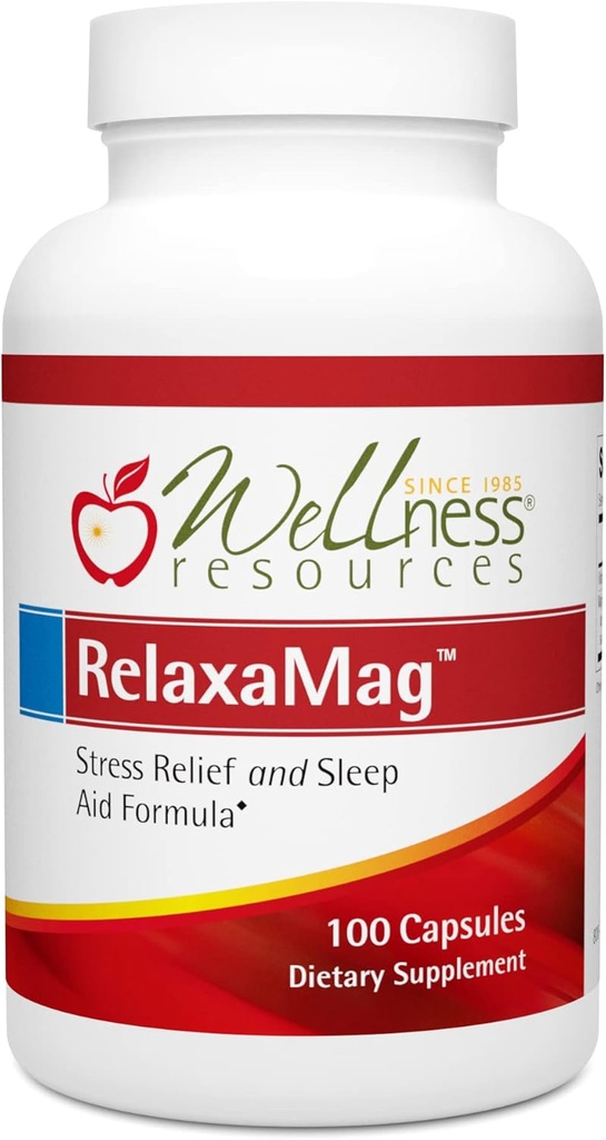 Wellness Resources RelaxaMag - Magnezyum Glycinate ile Uyku, Stres ve Rahatlama - Yüksek Potency 100 mg Elemental Magnezyum Per Capsule (100 Capsules)