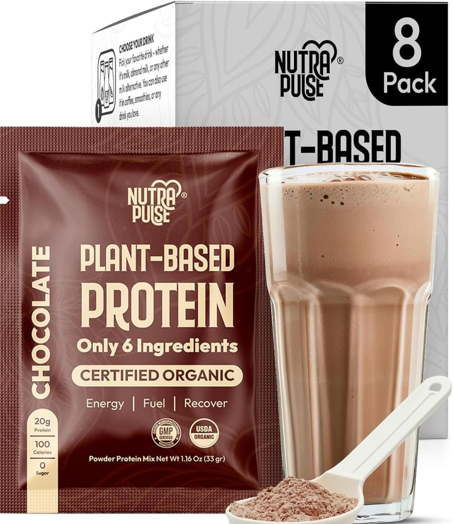 Tüm 8'i deneyin – Çikolata Vegan Protein Toz Örnek Paketi – 20g Organik Plant-Based Protein – Non-GMO, Gluten-Free, Dairy-Free, Soy-Free – Low Sugar – Clean, Easy to Digest – Smoothie Friendly Friendly