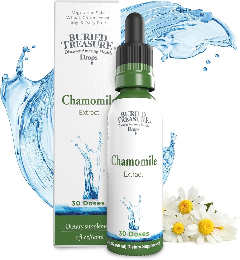 Buried Treasure Chamomile Drops – 30 Hizmet, 2oz, Sıvı Herbal Calm Supplement for Relaxation Support, No Sugar Eklenme