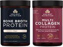 Ancient Nutrition Bone Broth Protein Powder, Pure, 20 Servings + Multi Collagen Protein Powder, Unflavored, 45 Servings