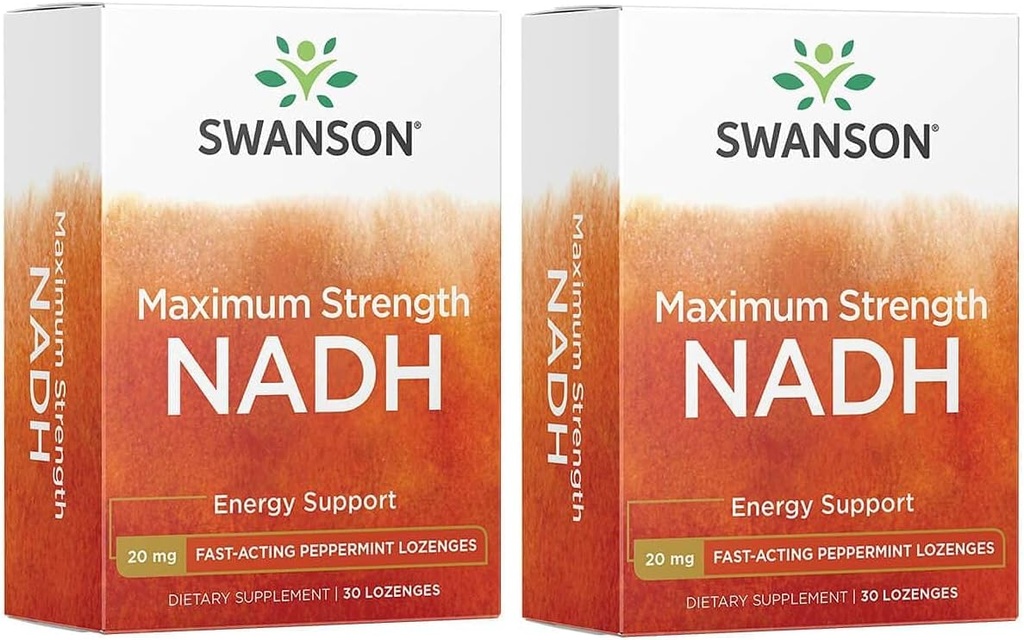 Swanson Μέγιστη δύναμη NADH - γρήγορης δράσης lozenges μέντας για την προώθηση της υγείας του εγκεφάλου και της ενέργειας - Βιταμίνη B3 συνένζυμο για να βοηθήσει στην καταπολέμηση της κόπωσης - (30 δισκία, 20mg το καθένα) 2 συσκευασία