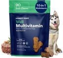 Dürüst Paws (90 Kont) Dog Multivitamin Soft Chews with 10 Essential Vitamins - Ortak, Ön, Immune, Eye & Heart Support - Glucosamine, Chondroitin & Omega-3 - Beef Flavoritin & Omega-3 -