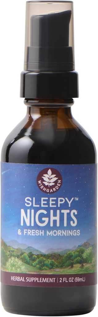 WishGarden Herbs Sleepy Nights & Fresh Mornings - All-Natural Herbal Sleep Aid Tincture, Organic Sleep Supplement with Passionflower, Hops and Scullcap, Supports Deep Sleep & Healthy Sleep Cycles, 2oz