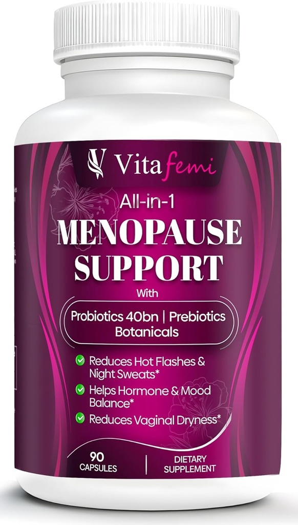En İyi Oylama Yüksek Etkili Menopause Support, Menopause Probiyotiks, Hot Flashes, Night Sweats, Hormon Balance, Mood Swings, DIM, Black Cohosh, Dong Quai, 40Bn CFU