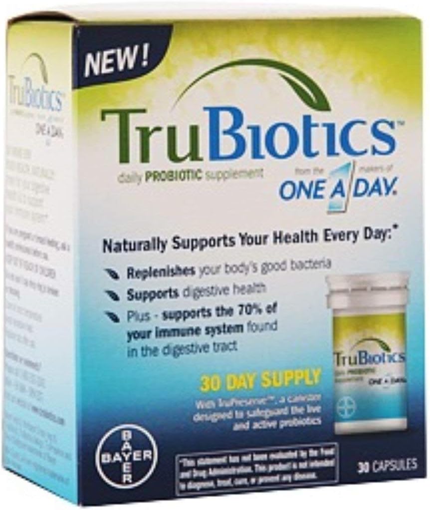 TruBiotics Daily Probiyotik, 30 Capsules - Gluten Free, Soy Free Digestive + Immune Health Support Supplement for Men and Women (Pack of 2)