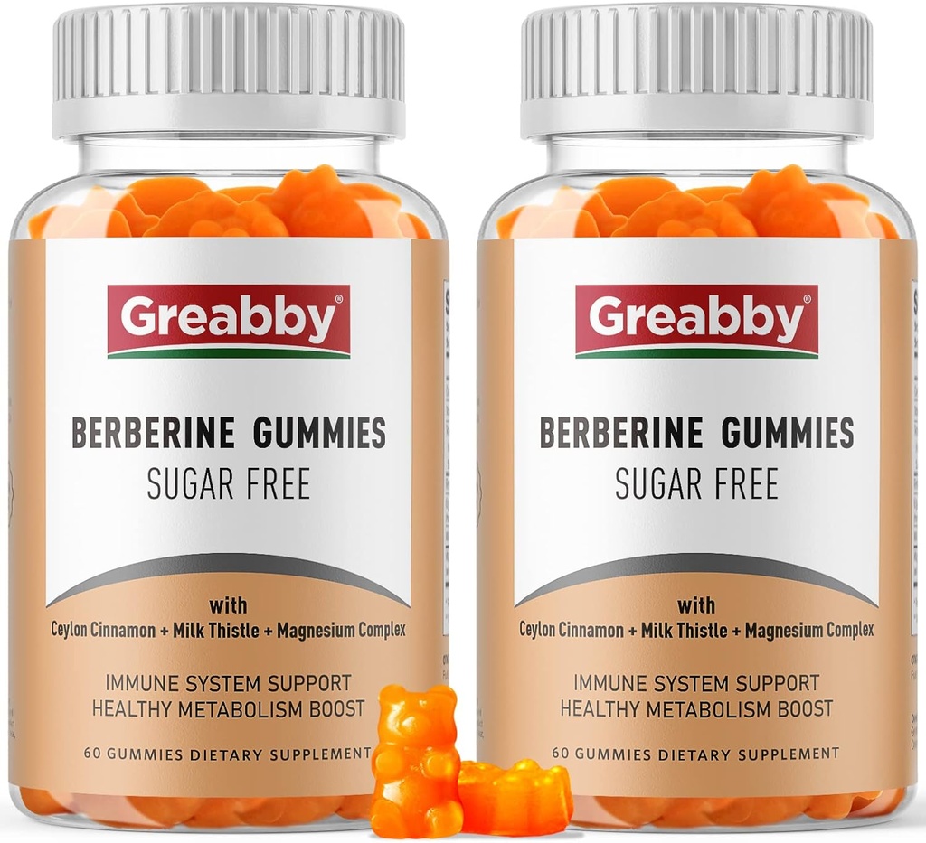 Ceylon Cinnamon Supplement ile Berberine Gummies, Organik Berberine HCL 1200 mg Yetişkinler için, Immune System Support, Sugar Free, GMO Free, Gluten Free, 120 Gummies