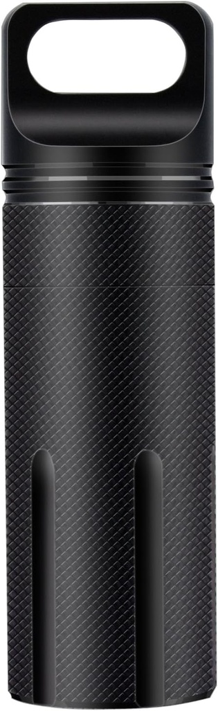 SHD Εξωτερική EDC κουτί χάπια εμπορευματοκιβωτίων, μαύρο κράμα αλουμινίου Ενιαία κάψα θαλάμου Αδιάβροχη θήκη χαπιών για πεζοπορία Camping