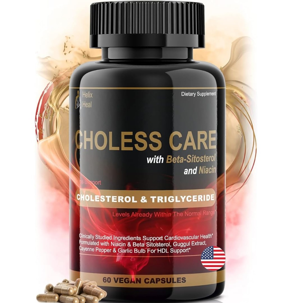 Cholesterol Supplement - Triglycer Support Capsules w. Organik, Odorless,, Cayenne Pepper, Plant Normal HDL ve LDL Cholesterol Seviyelerini Desteklesin. Antioksi Niacin (Vitamin B3)