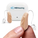 MDHearingAid AIR Aκοή Aid (ζεύγος), εξωχρηματιστηριακά επαναφορτιζόμενη, Crystal-clear Digital Sound by MDHearing, Perfect for Glasses, Σχεδόν Αόρατη
