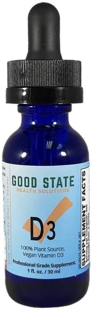 Vegan D vitamini İyi Devlet tarafından |% Plant Algae | Vegan Profesyonel Not Supplement | 1 Akışkan Ounce Glass Şişe | 300 Hizmet