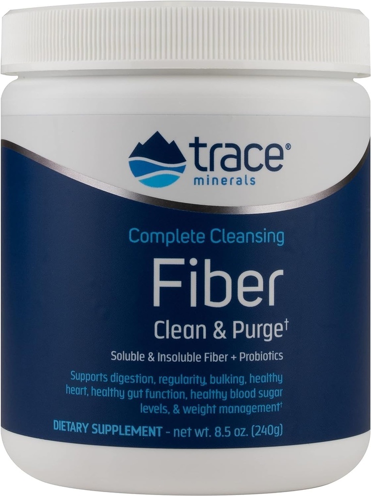 Trace Minerals Complete Cleansing Fiber - Συμπλήρωμα ινών για την υποστήριξη της υγείας των ούρων - Drink Mix Powder to Aid Healthy Digestion - Soluble & In αδιάλυτη φόρμουλα ινών με προβιοτικά - 8.5 oz (30 Servings)