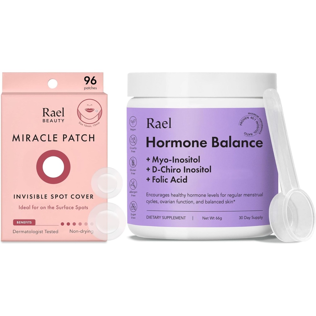 Rael Sche - Invisible Spot Cover Pimple Patches (96 Kont) & Hormon Dengesi Kadınlar için Tamam, Ferttitude & Ovarian Support (30 Day Supply)