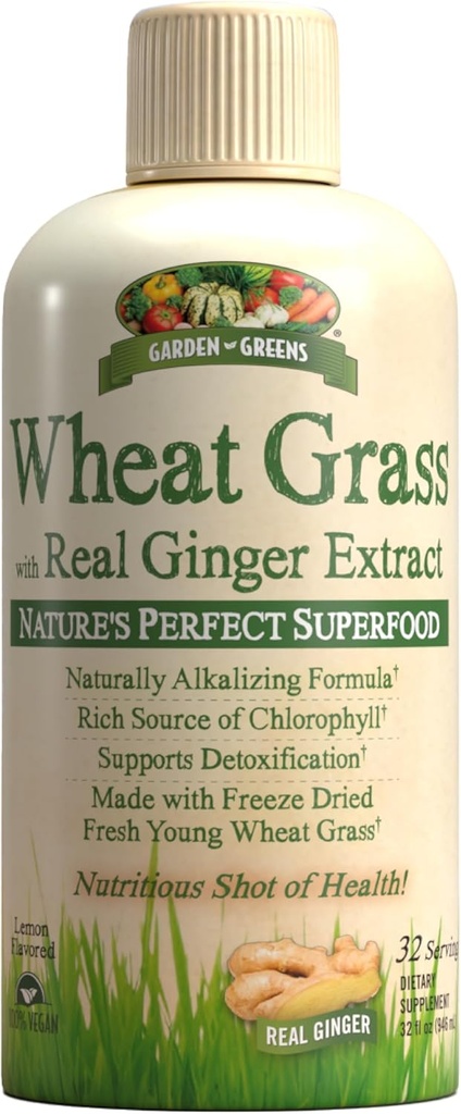 Bahçe Yeşiller Buğday Zemin Sıvı Gerçek Ginger Extract, Nature's Perfect Superfood, 32 hizmetkar