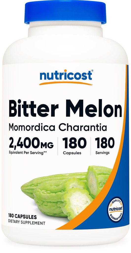 Nutricost Πικρό Μελόνι 600mg (2.400mg Ισοδύναμο), 180 Κάψουλες - Χωρίς γλουτένη, Μη ΓΤΟ