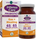 Vital Planet - Intense Care Gas & Bloating Probiyotiks, Prebiyotikler, Postbiyotikler, Parabiyotikler, 4-in-1 Reerated Supplement for Yetişkinler, 65 Milyar CFU, 65 Strains, Digestive and Immune, 30 ct