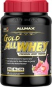 ALLMAX Beslenme Altın ALLWHEY, Strawberry - 2 lb - 24 Protein Per Scoop - Gluten Free, Low Carb & Low Sugar - Approx. 30 Servisler