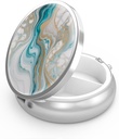 Pill Box 3 Karşılaştırma Tıp Pill Case, Pocket veya Purse Pill Kutu Dekoratif Metal Tıp Vitamini Organize Özel Hediye (Green Marbling)