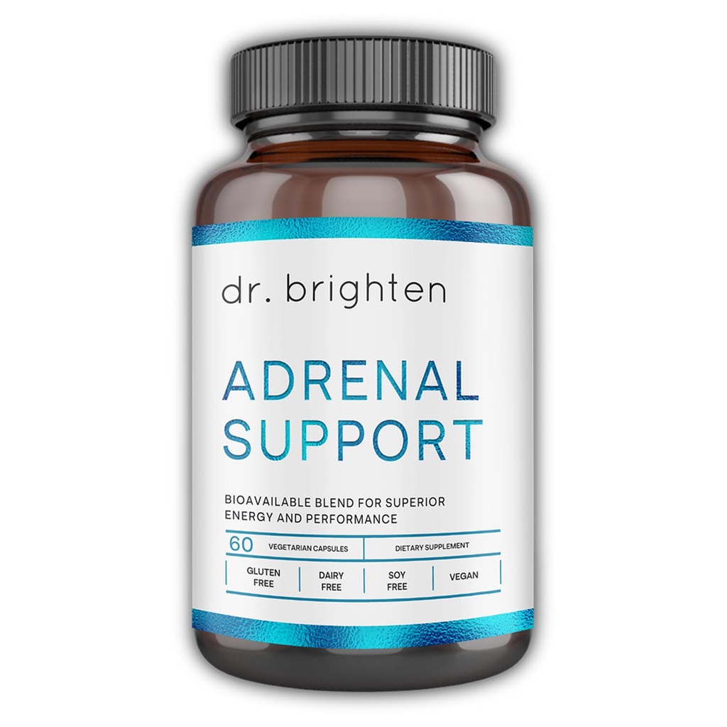 Dr. Brighten Adrenal Support - Dietary Supplement with Ashwagandha to Support Healthy Energy Levels and Stress Response (60 Count)