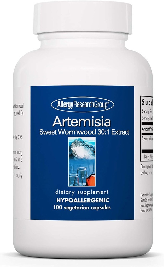 Antivirüs Research Group Artemisia Diyetary Supplement - Microbial Balancer, Sweet Wormwood Extract, Hipoallergenic, Vegetarian Capsules, Gluten Free - 100 Countr