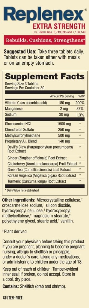 Melaleuca Replenex Rebuilds Joint Health. Glucosamine. Calcium. (90 Tablets)