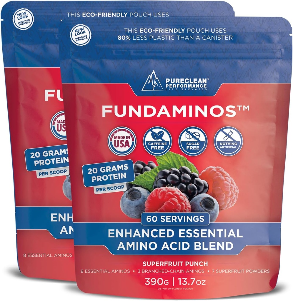 FundAminos Organik EAA Toz Toplantısı | Plant-Based Essential Dees for Everyday Vitality, Sağlıklı Ağlama ve Dengeli Beslenme | Gluten Free, Non-GMO, Clean Label – 2 Çanta (60 Hizmet)