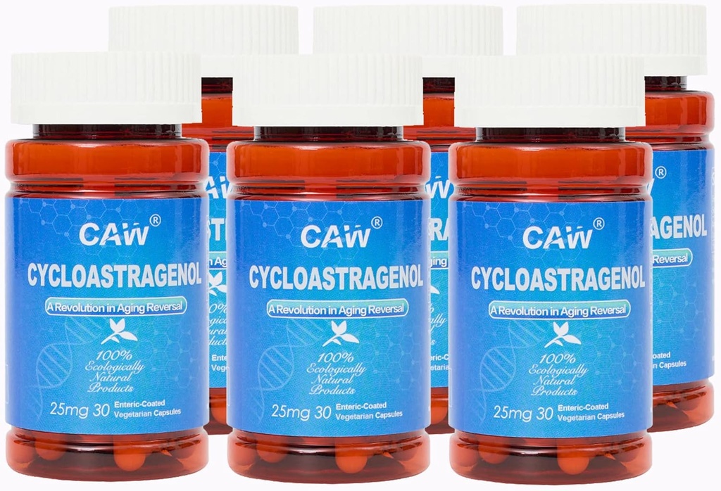 CAW Hipervitamin Cycloastragenol | Telomere Support Anti-Aging | Hücre Sağlığı Immune ATM | 25Mg 30Enteric-Coated Capsules 6 Şişes