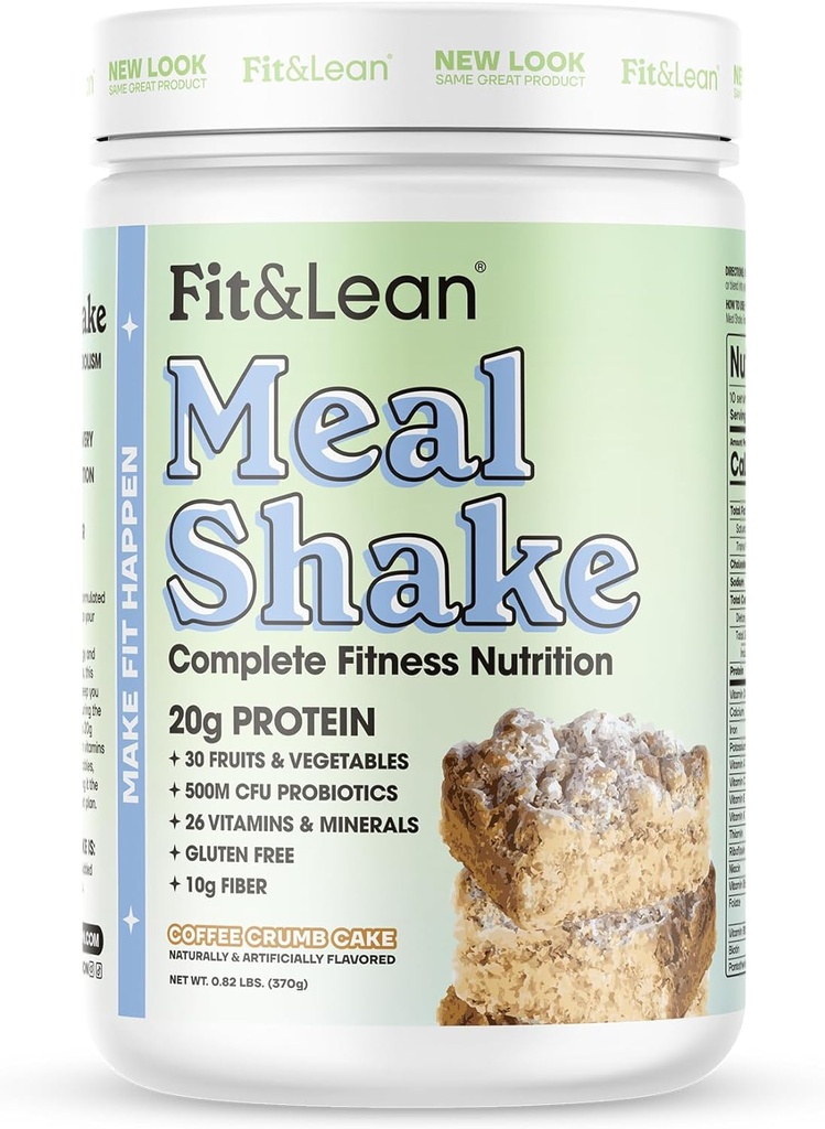 Fit & Lean Meal Shake, Fat Yanım Meal Makyaj, Protein, Fiber, Probiyotikler, Kahve Crumb Kek, 1lb, 10 Konteyner İçiyor