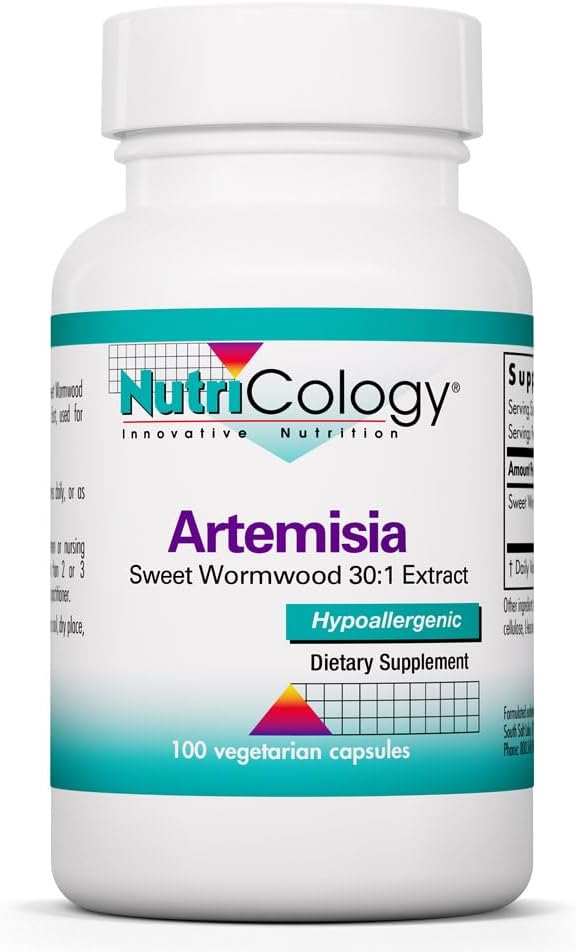 Nutricology Artemisia - Organic Sweet Wormwood Herb Extract, Artemisia Annua, 500mg Supplement, Hypoallergenic, Vegetarian Capsules - 100 Count