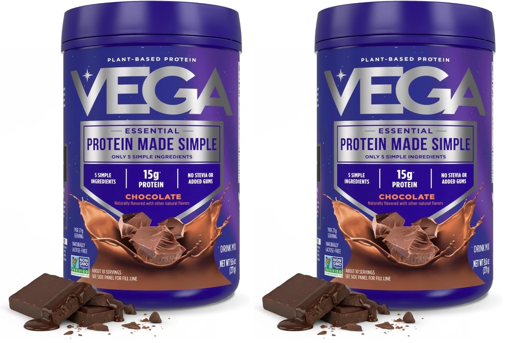 Vega proteini Basit, Dark Chocolate - Stevia Free Vegan protein Toz, Plant Temel, Sağlıklı, Gluten Free, Pea protein for Women and Men, 9.6 oz (Pazarlama Mayıs Vary) (Pazarlama 2)