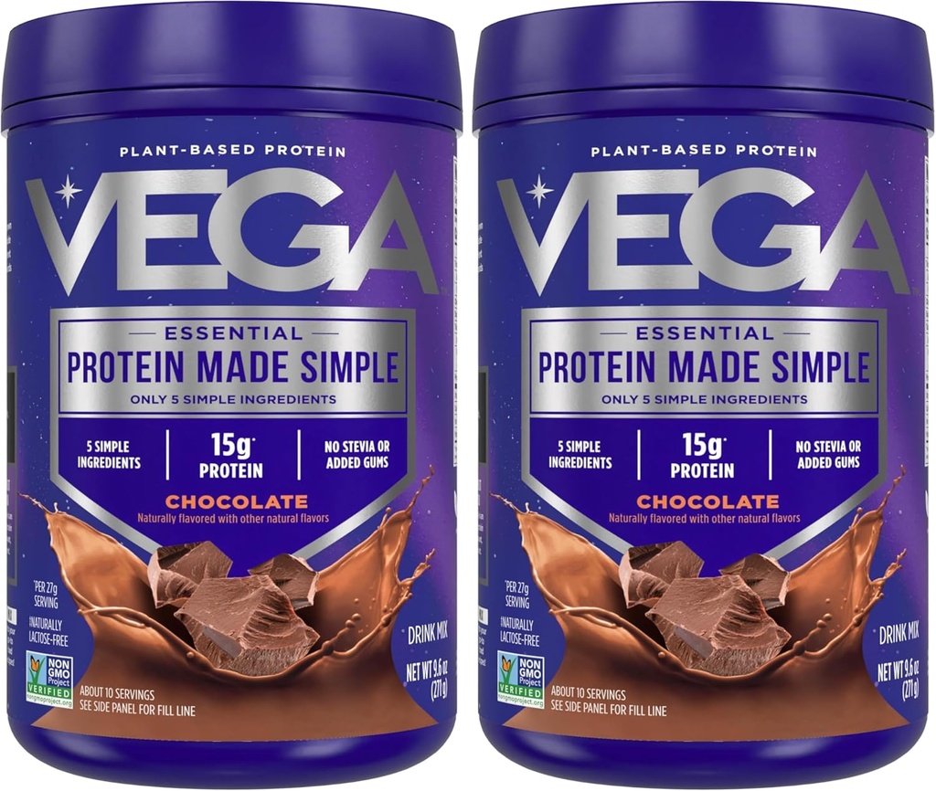 Vega proteini Basit, Dark Chocolate - Stevia Free Vegan protein Toz, Plant Temel, Sağlıklı, Gluten Free, Pea protein for Women and Men, 9.6 oz (Pazarlama Mayıs Vary) (Pazarlama 2)