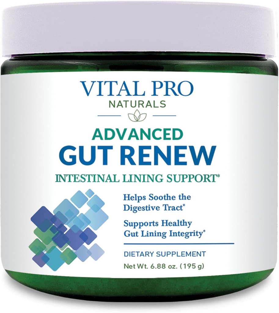Vital Pro Naturals - Advanced Gut Renew Toz Supplement for Leaky Gut onarımı L-Glutamine, Marshmallow, Ginger, DGL Licorice, Organik Aloe Vera, L Glutamine 6000 mg 6.88 oz